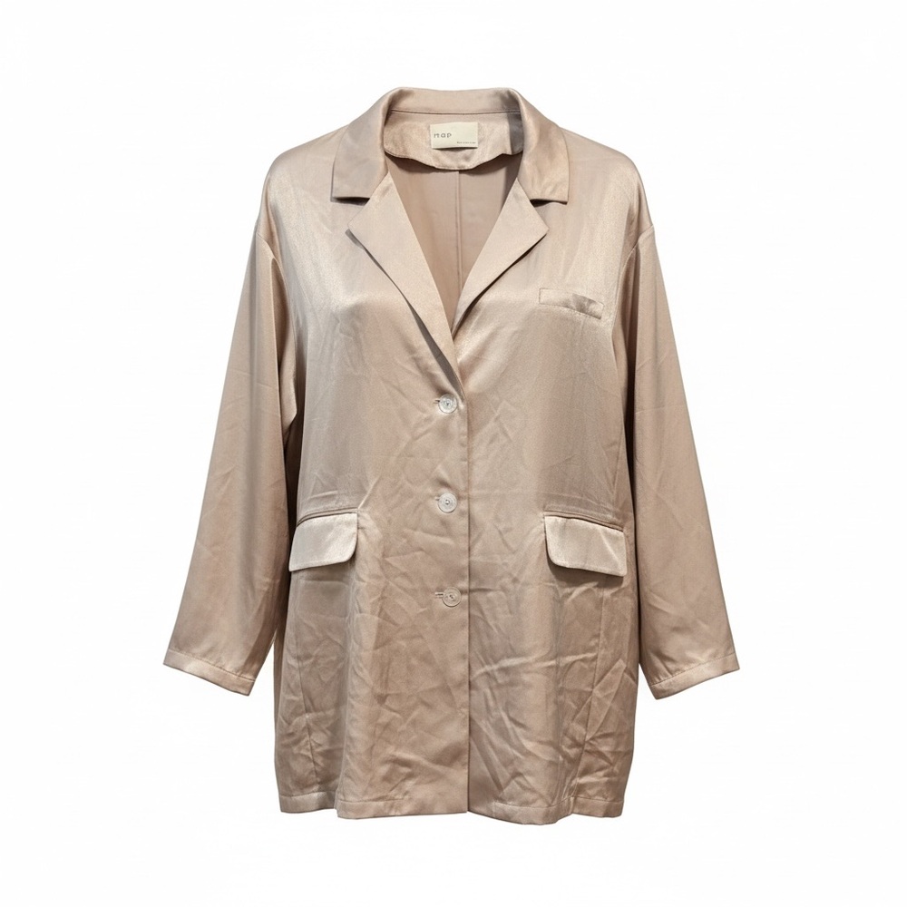 Nap lounge Tencel Elegant Tan Women's Blouse Button Up Shirt Small